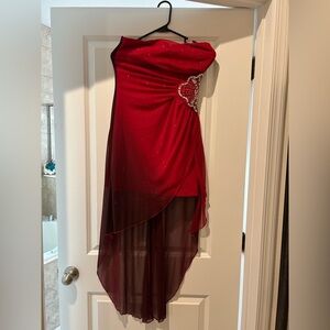 Strapless red dress